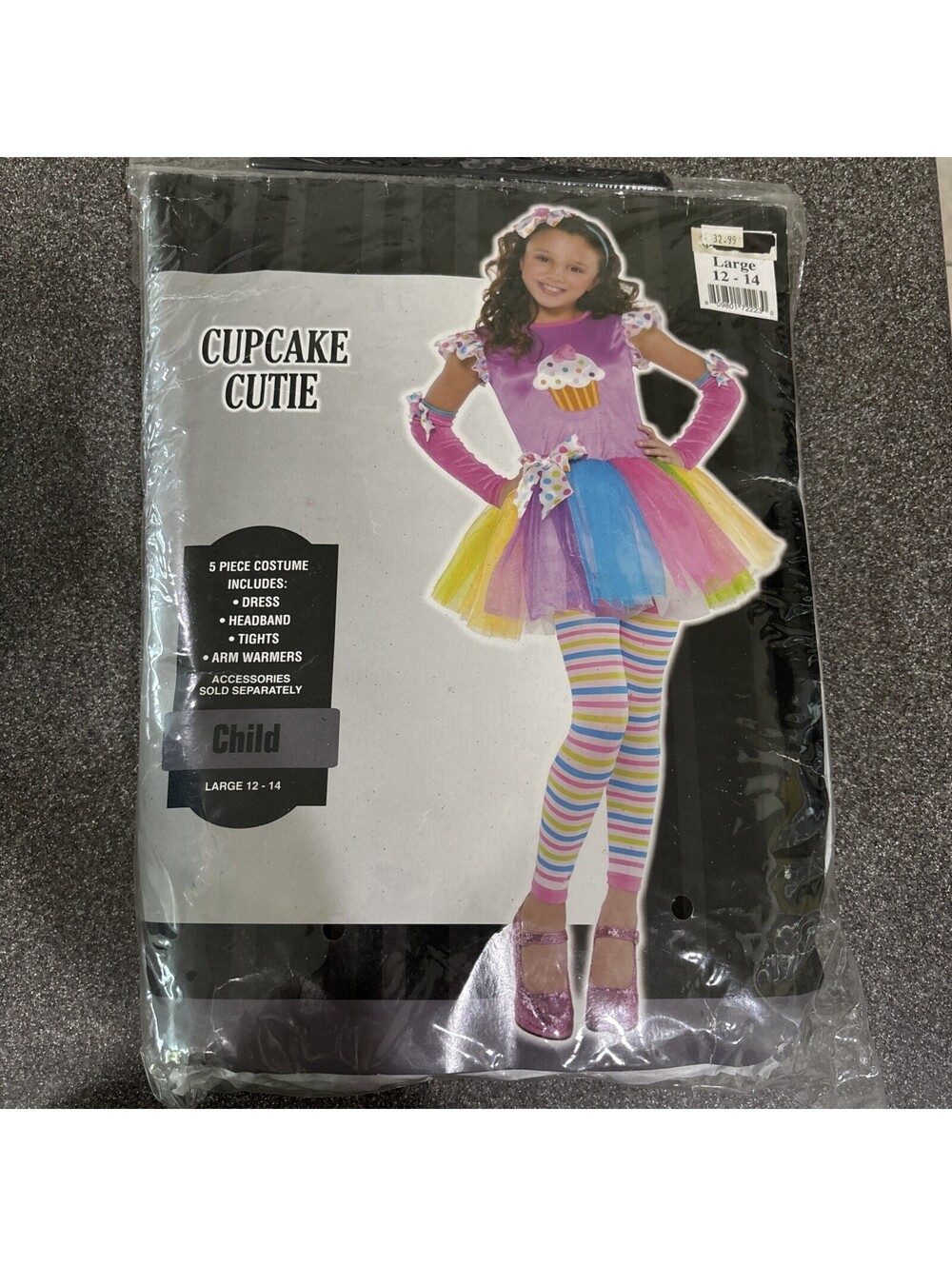 Cupcake Cutie Child Girl Large Size 12-14, Halloween Costume 5pc Colorful Dress